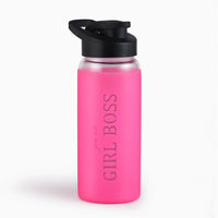 Stylish Glass Bottle with Silicone Sleeve | 550ml | Girl Boss | Sun Shine In