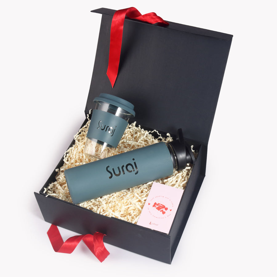 Desk Essential Personalized Gift Hamper - L | Glass Bottle & Mug