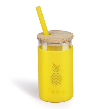 Personalized Glass Tumblers with Silicone Sleeve & Straw