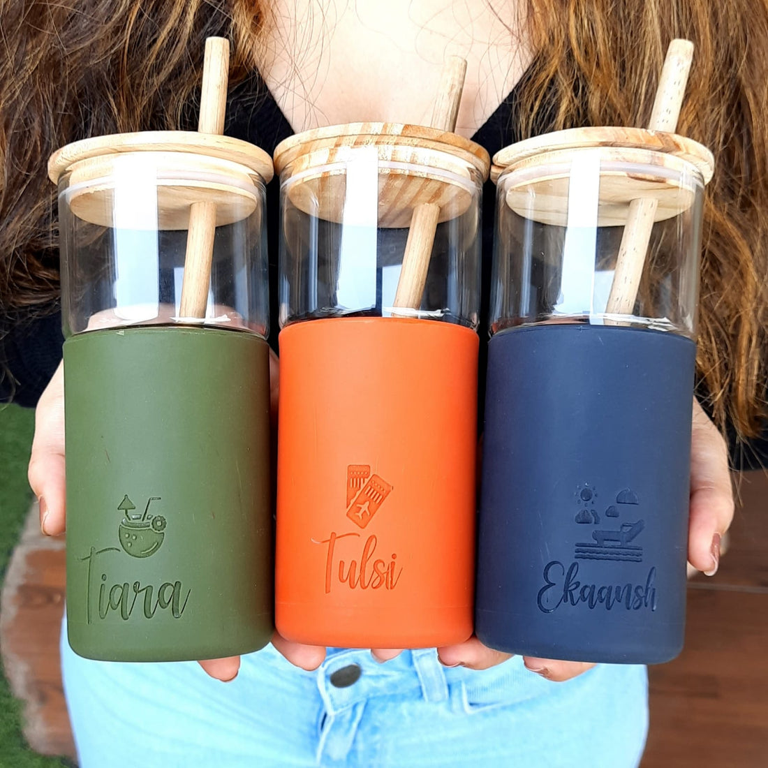 Smoothie Glass Tumblers with Straw