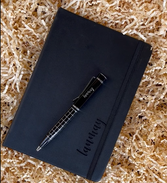 Personalized Gift Hamper | Glass Bottle, Diary & Pen